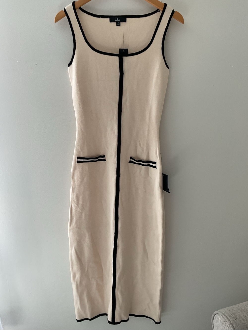 Lulus Sophisticated Composure Cream Soft Knit Faux Button-Front Midi Dress Small - Picture 5 of 12